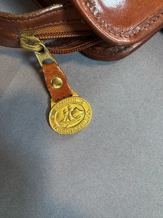 Brahmin Cognac Leather Satchel with Brass Medallion - Picture 4 of 7